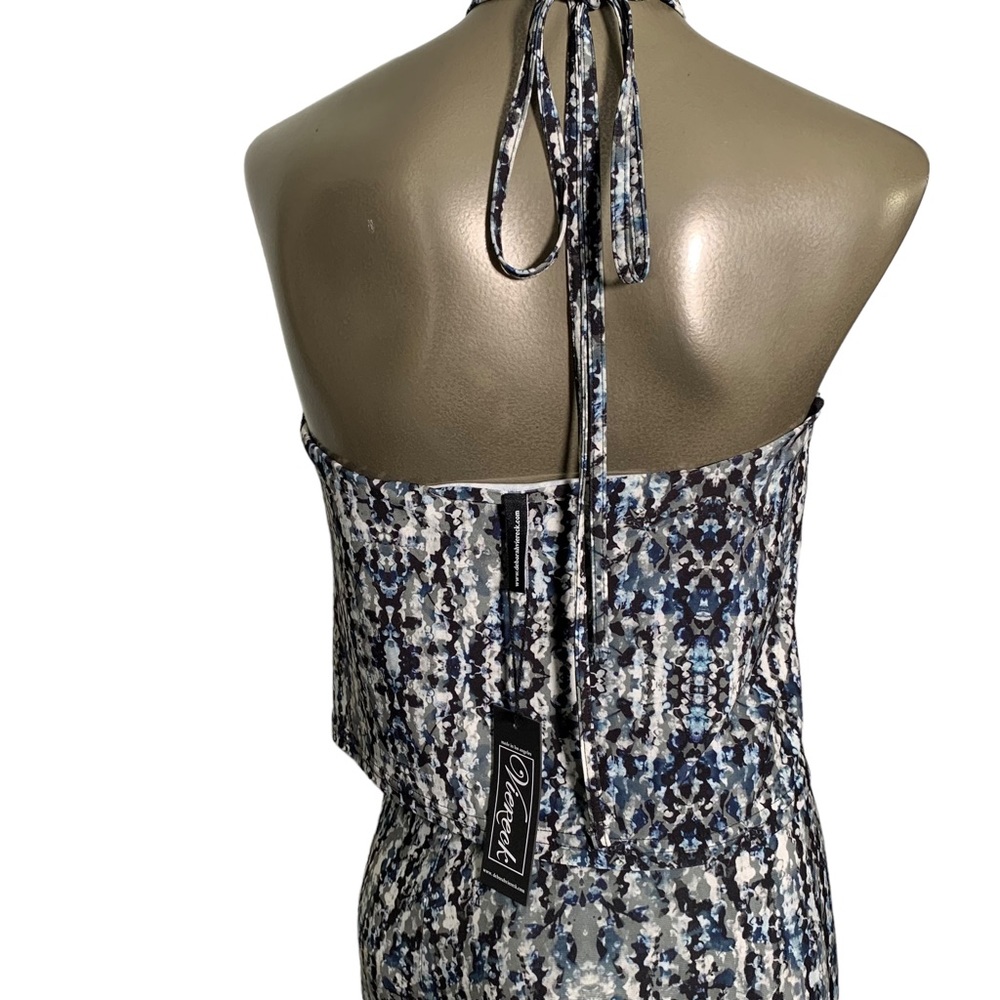 NEW! Deborah Viereck women’s XS jumpsuit printed stretch ruffle top sleeveless - Picture 6 of 10